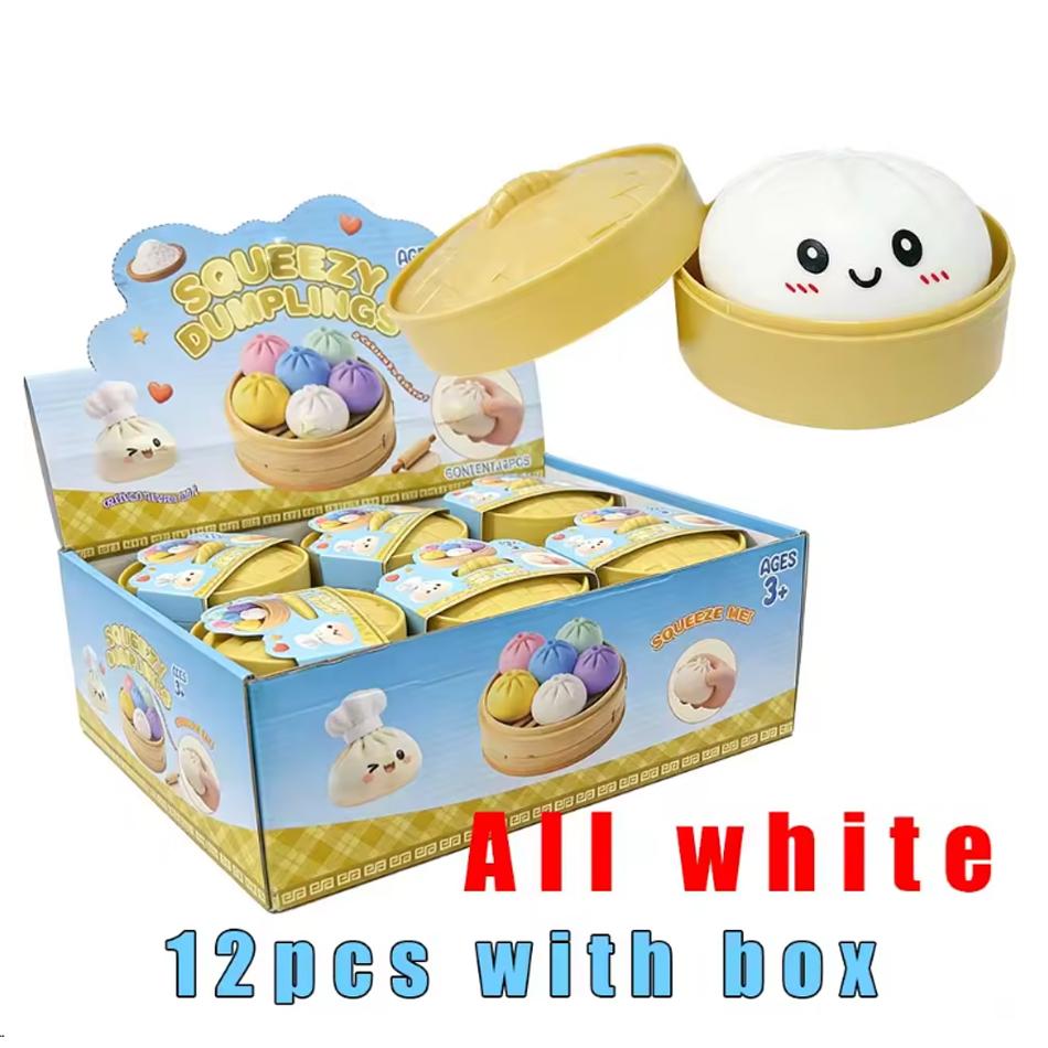 In Stock White Dumpling Steamer Bun Ornament Slow Rebound Soft Pinch Decompression Office Home Decor  Adults  Gift