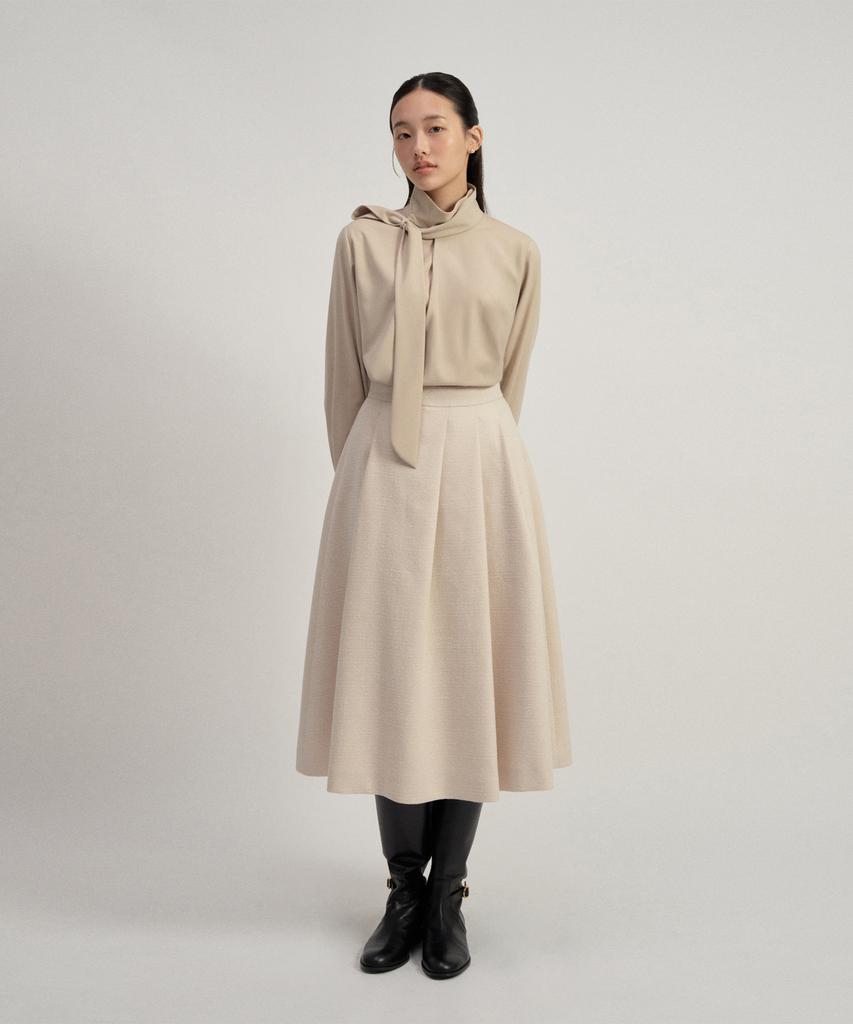 TOWAV Maige Tuck Skirt_Cream Beige