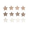 Mini. Wood Stars W/ Glitter, 3.5cm, Colored, with Adhesive Dot, 12 Pcs
