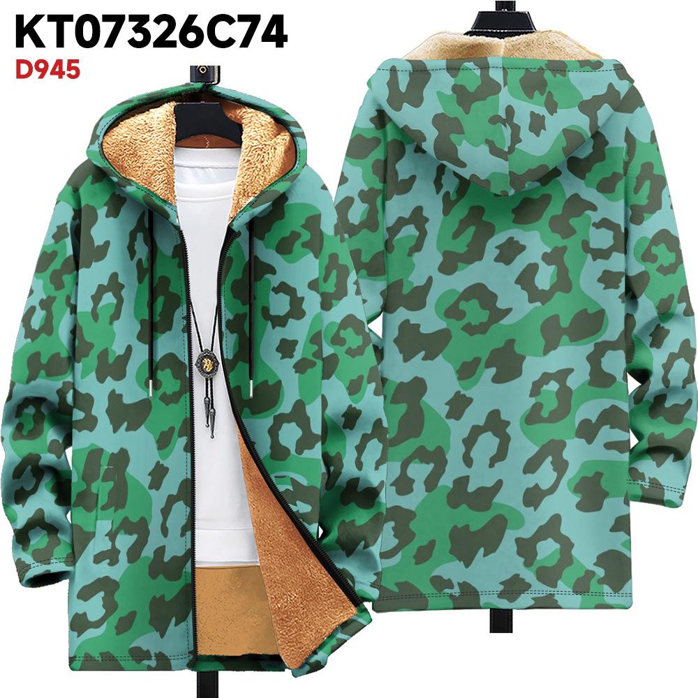 New Jacket Multi-colored Pattern Elements B1 Zipper Hooded Cardigan Thickened Winter Fleece Trendy Padded Clothes