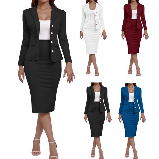 Women's Elegant Casual Outfits for Work Business Costume Pencil Skirt Suit Set