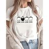 T-shirt Casual Short Sleeve Top Four Sheep Print Round Neck Aesthetic Clothes