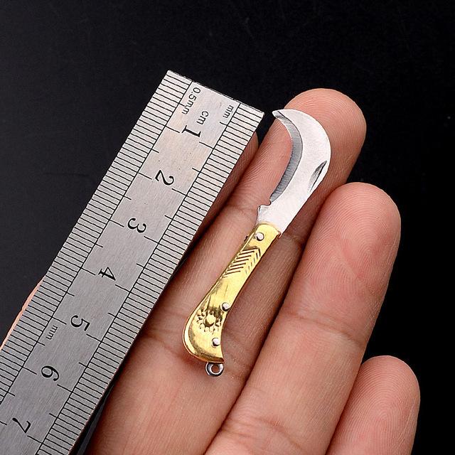 7.2cm Shell Brass Steel Folding Knife Pocket Keychain Portable Resin Steel Knives Survival EDC Tool Cutter Peeler Hunting Gift