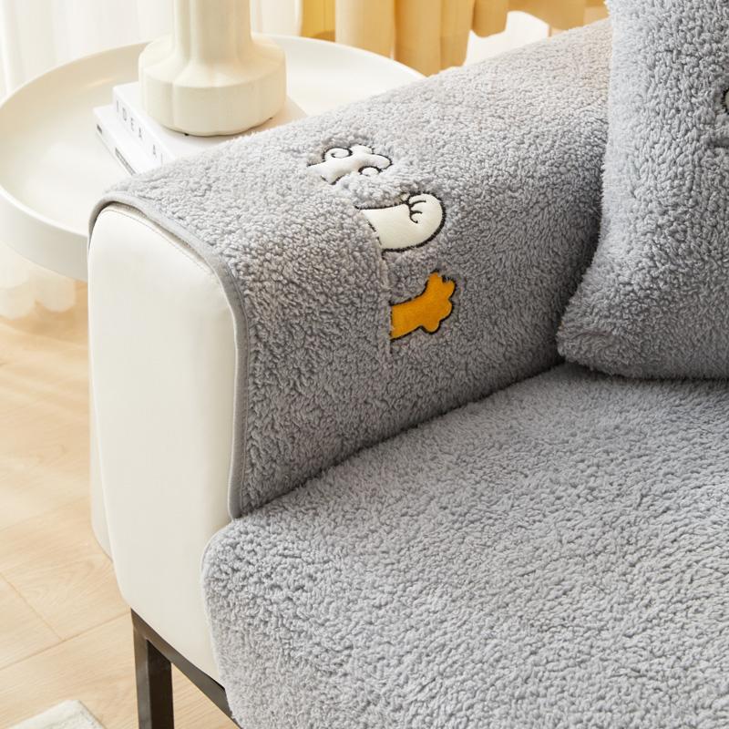 Thicken Plush Couch Cover Winter Warm Sofa Pad Non-Slip Sofa Slipcovers for Living Room L Shaped Back Towel Sectional Sofa Mat