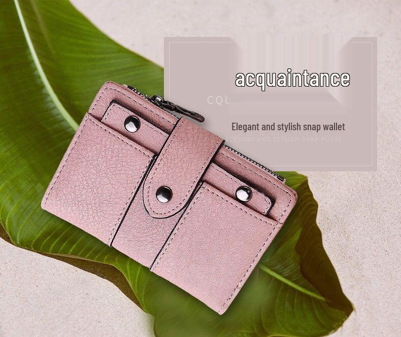 Women's 2022 Short Retro Frosted Rivet Wallet - Korean Style Trendy Multi-functional Student Coin Purse