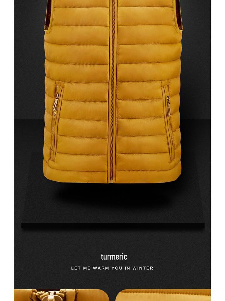 Men's Light Cotton Ribbed Zipper Vest with Pockets for Autumn and Winter