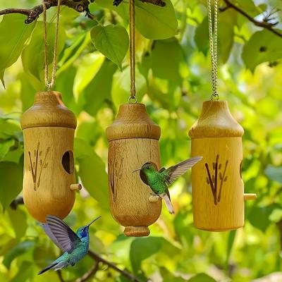 Domek dla kolibrów na zewnątrz, Drewniany domek dla kolibrów - Odporna zewnętrzna skrzynka lęgowa ogrodowa do przyciągania pięknych kolibrów - Kategoria: Klatki dla ptaków