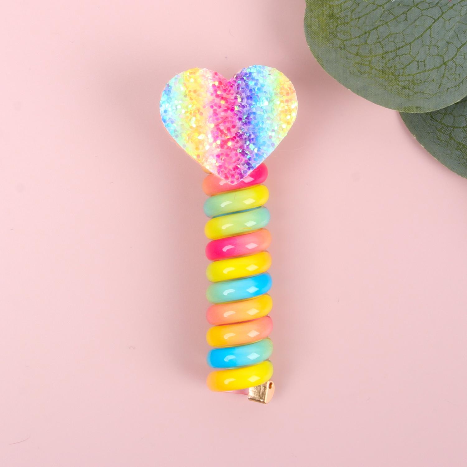 

Детская эластичная резинка для волос с градиентным цветом в форме сердца, для девочек, в виде телефонного шнура, со звездой, эластичная, для детей, скранчи, головной убор