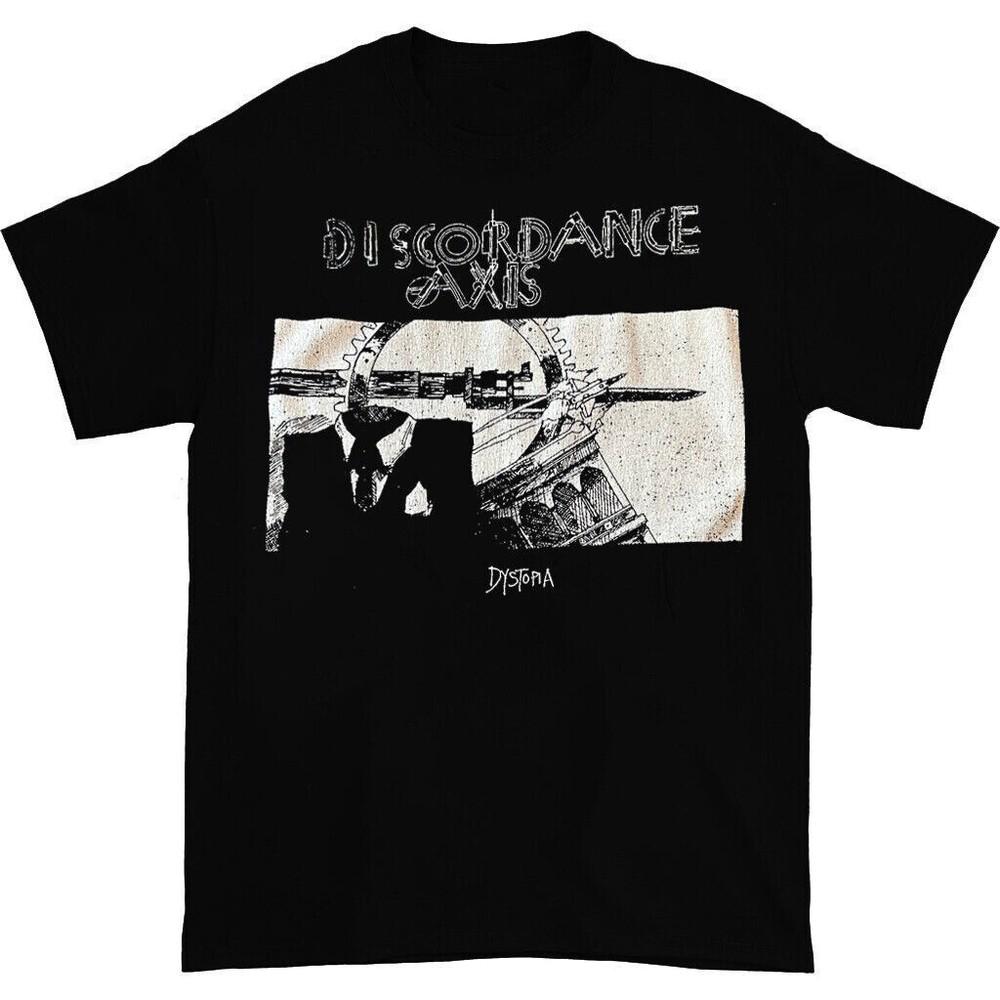 Винтаж Discordance Axis Dystopia Хлопок Черный Полный Размер Унисекс Рубашка BT691 Унисекс Футболка M