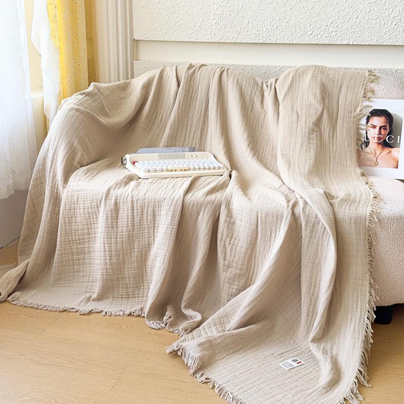LISM Four-Layer Gauze Tassel Throw Blanket