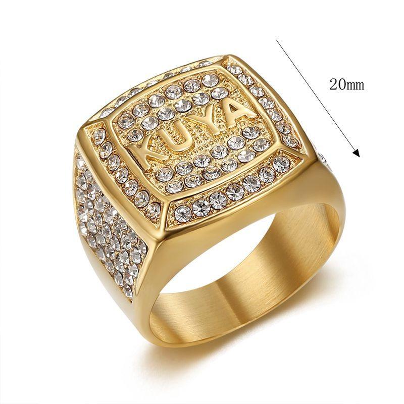 Modische Hip-Hop-Ringe für Männer, Titanstahl, vakuumvergoldet mit Diamanten, Street-Punk-Fingerring, Silber, dominanter Rapper-Schmuck