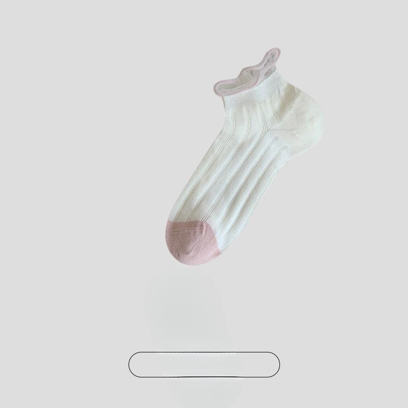 Female Summer Thin Small and Fresh Simple All Match Lace Boneless Boat Socks
