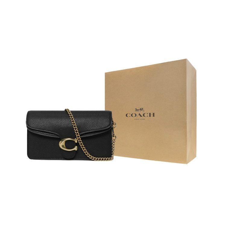 COACH Tabby Polished Pebbled Leather Shoulder Bag, Crossbody Bag Mini Women's Black 76197-B4BK