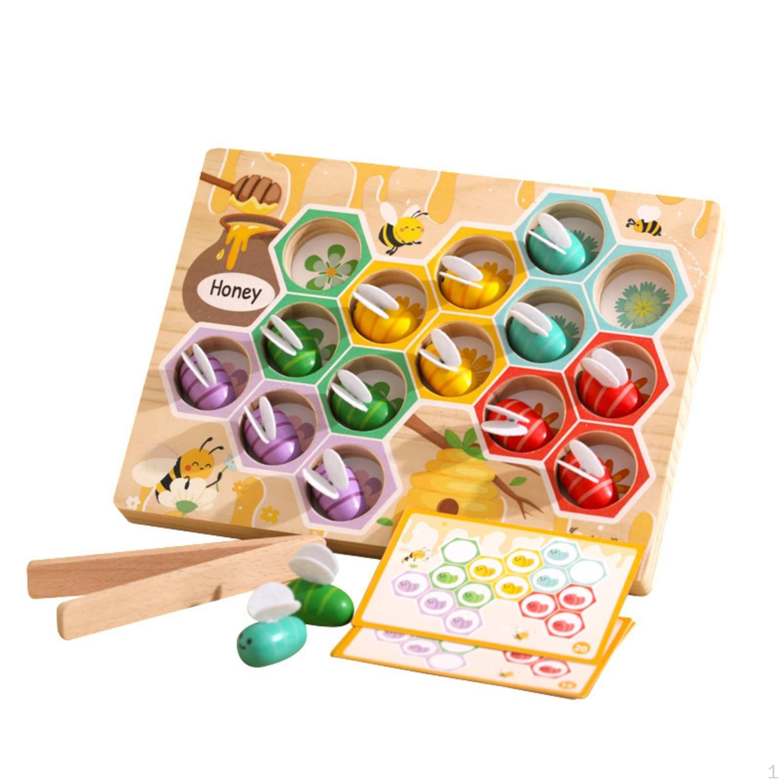 Wooden Bee Grip Toy HandEye Coordination Matching Game Fine Motor Skills ChildCentered