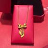Golden Years Collection: Gold Ribbon Bow Necklace & Ear Stud Set