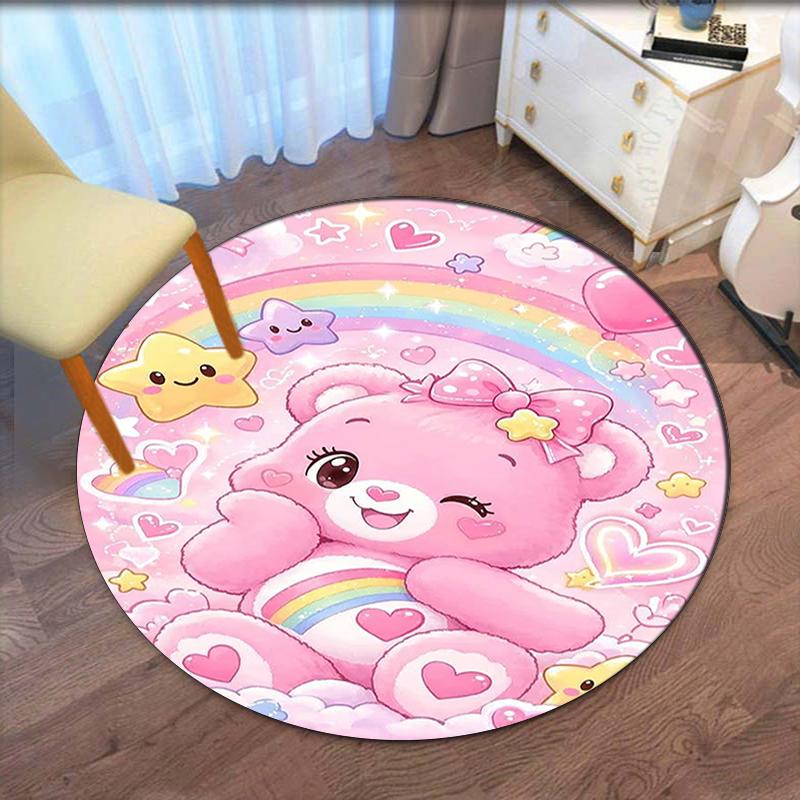 Bear Printed Round Rug Carpet Chair Rug Area Rug Entryway Doormats,for Office Chair Living Room Bedroom Kitchen Room.