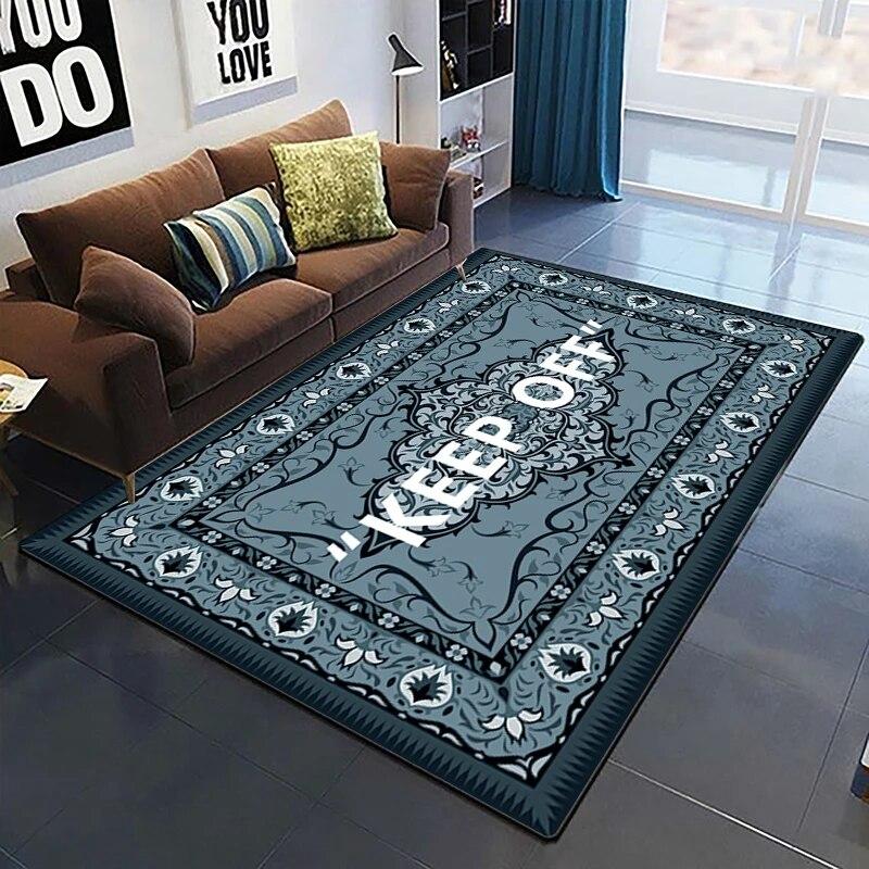 Keep Off Pattern Dekorativer quadratischer Teppich Modernes Haus Wohnzimmer Boden Matte Schlafzimmer Teppich Kunst Poster Matte Fans Geschenk Alfombra