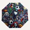 Nightmare Before Christmas, Halloween Automatisches Öffnungs- und Schließschirm - 8-Rippen FaltDesign, Leicht und Tragbar, Geeignet für D