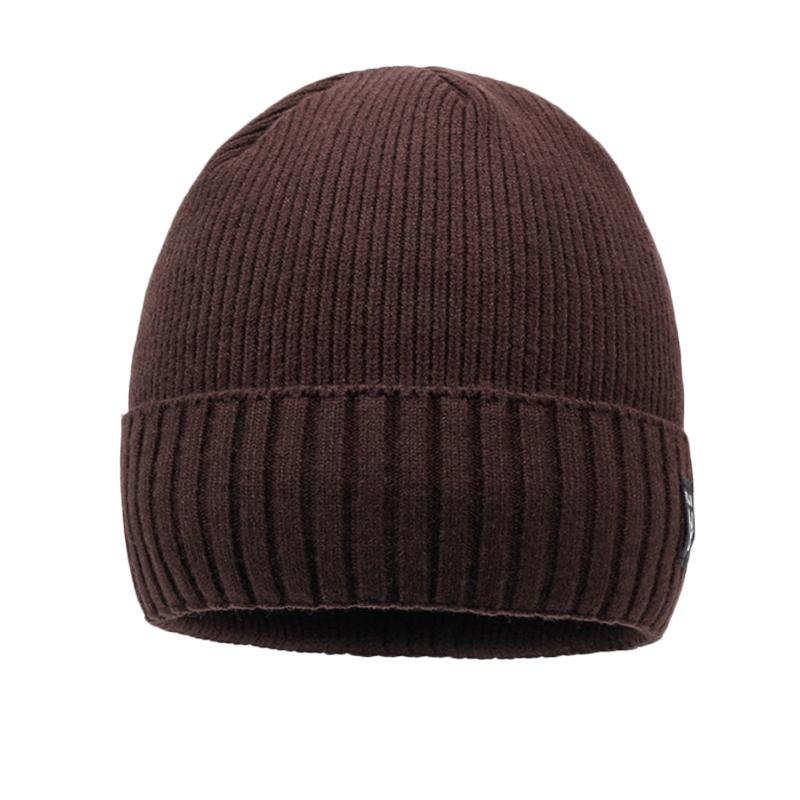 Winter Knitted Hat Men Warm Coldproof Wool Hat Cycling Fleece Thick Cotton Hat