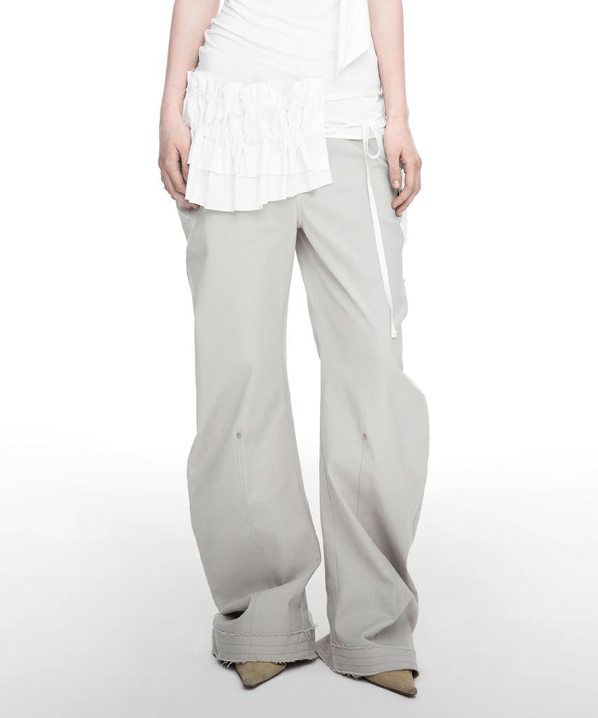 Nash Rawcut Curved Pants (Unisex) Dusty Beige