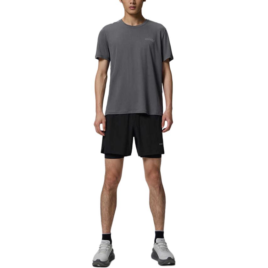 SAUCONY Solid Color Lace-Up Elastic Woven Sports Shorts Men Shorts Black SC2240193A-BK01