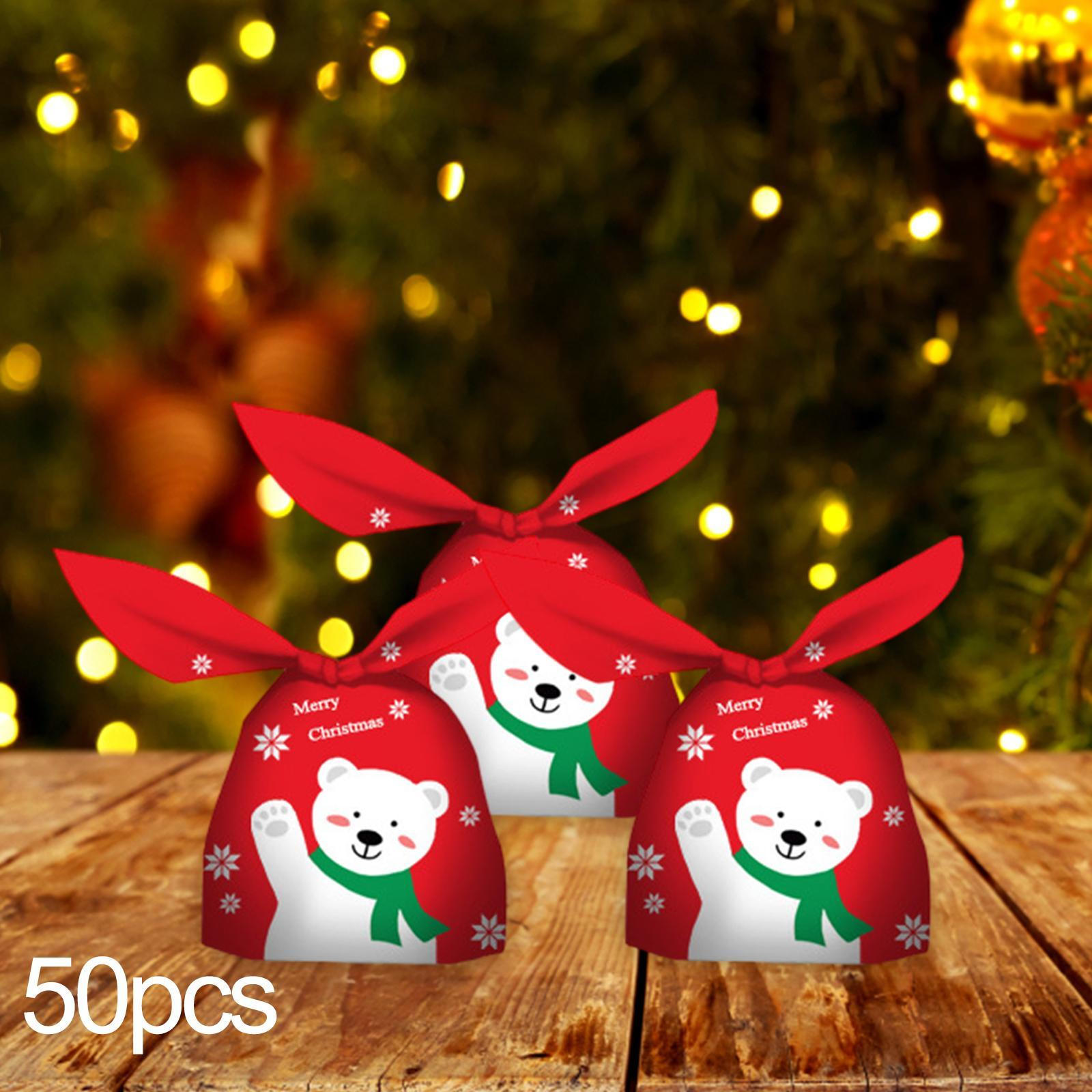 

50x Рождественских мешочков для угощений Креативные подарки для праздничных вечеринок Товары для Санта-Клауса