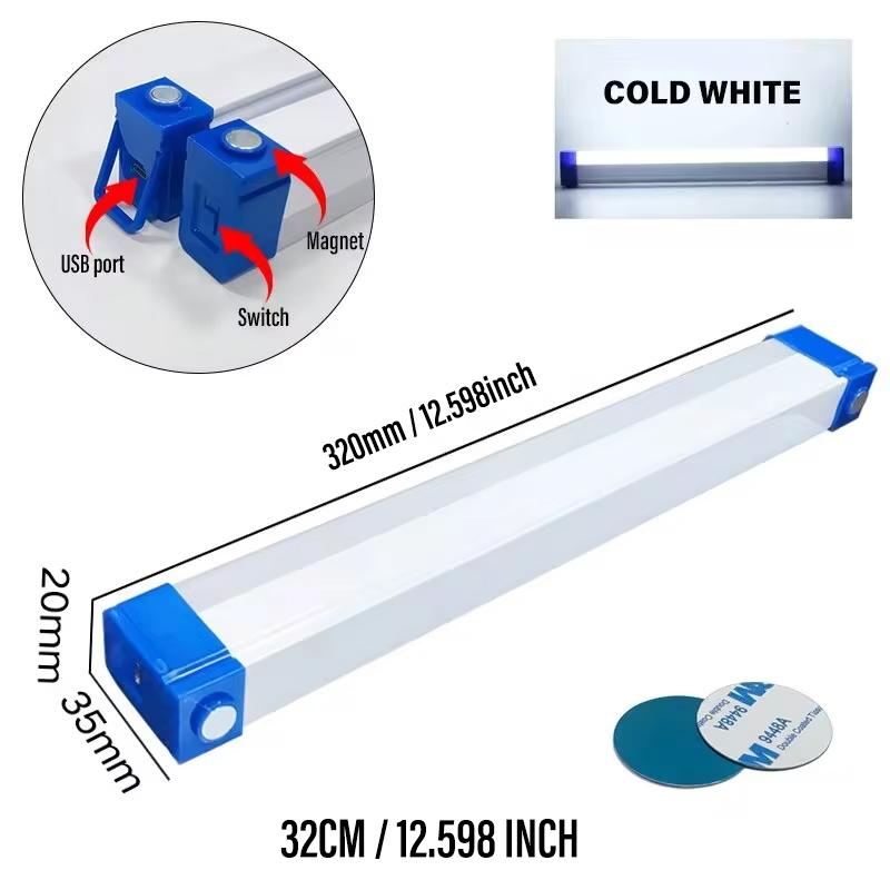 32CM LED Rechargeable Tube Camping Light Magnetic Suspension Portable Light Bulb for Emergency,Night Market,Outdoor Lighting