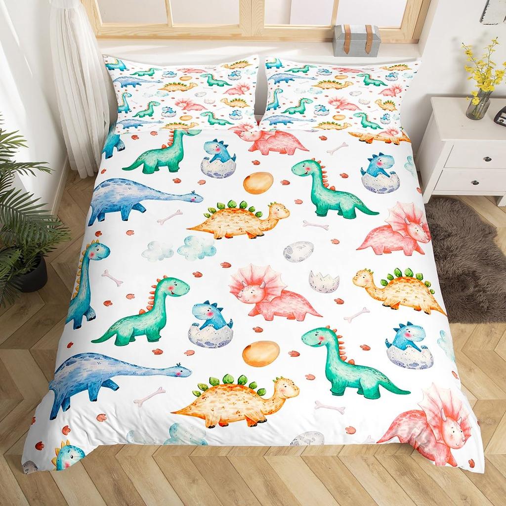 Comforter Dinosaur Boys Girls Cute Cartoon Wild Dino Bedding Set For Kids Jungle Animals Comforter Kawaii