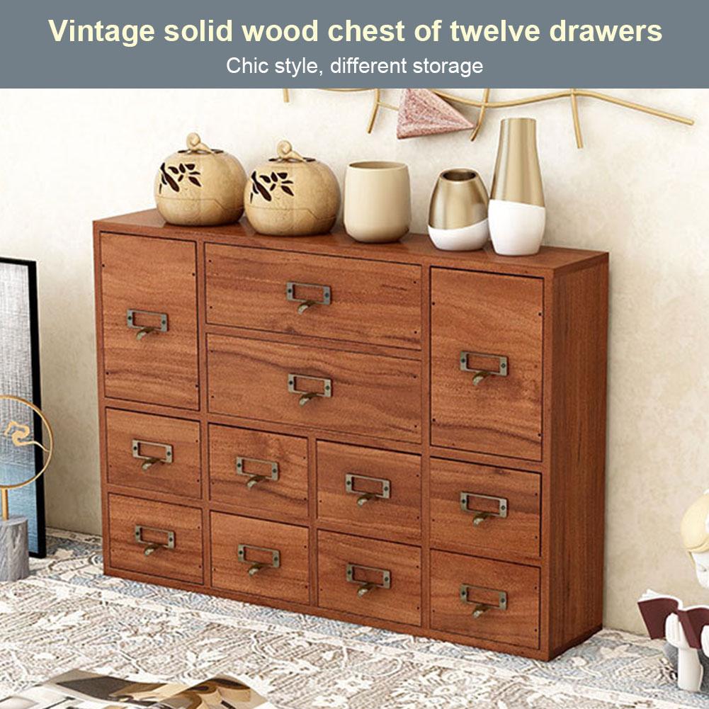 12 Drawer Tabletop Storage Box with Label Slot & Metal Handle Desk Drawer Organiser Small Stationery Storage Rack for Desk