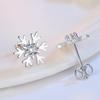 S925 Sterling Silver Snowflake Zircon Stud Earrings - Women's Christmas Korean Style Fashion