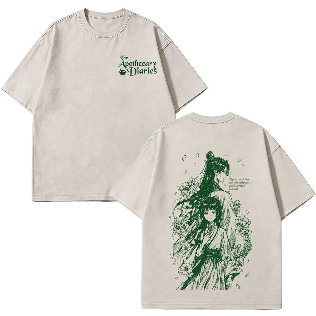 Anime The Apothecary Diaries Print Vintage Washed Tees Men Women Fashion Tshirt Casual Cotton Shortsleeved T Shirts Fan Gifts
