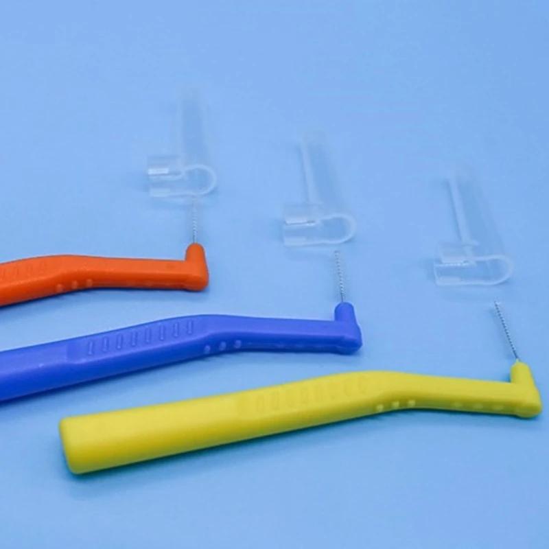 20Pcs Push-Pull Interdental Brush L-Type For Orthodontic Braces Micro Soft Brush Brackets Cleaning Toothpick