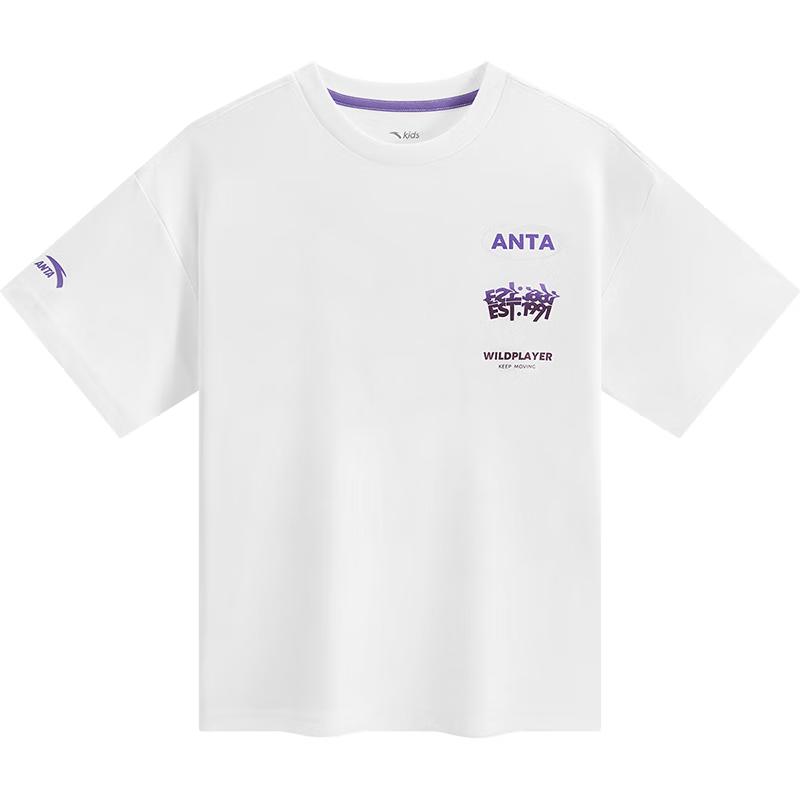 ANTA Kids Boys  2025 Summer Soft Knit Short Sleeve T-Shirt 130