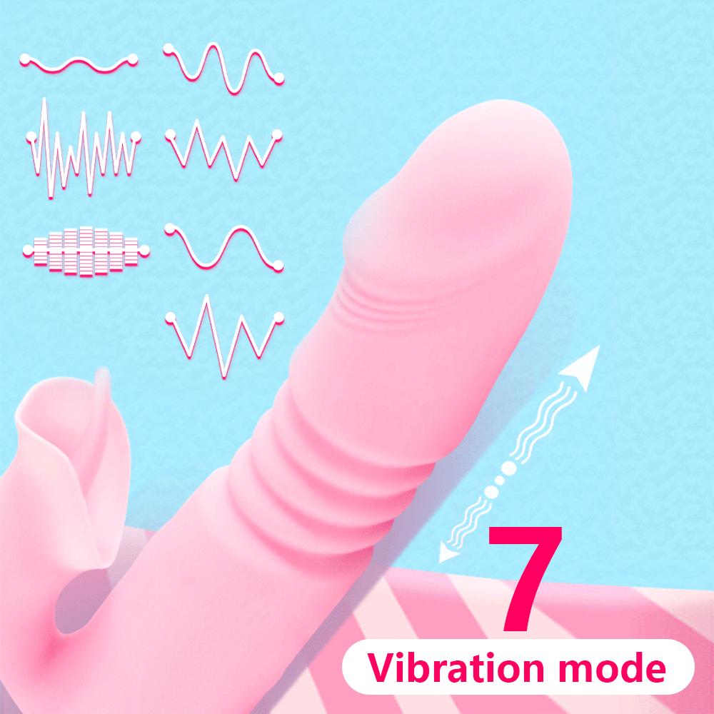 Double Tongue Vibrating Dildo for Women, Heating Telescopic Rotating Vibrators, Anal Clitoris Vaginal Stimulator Sex Toys