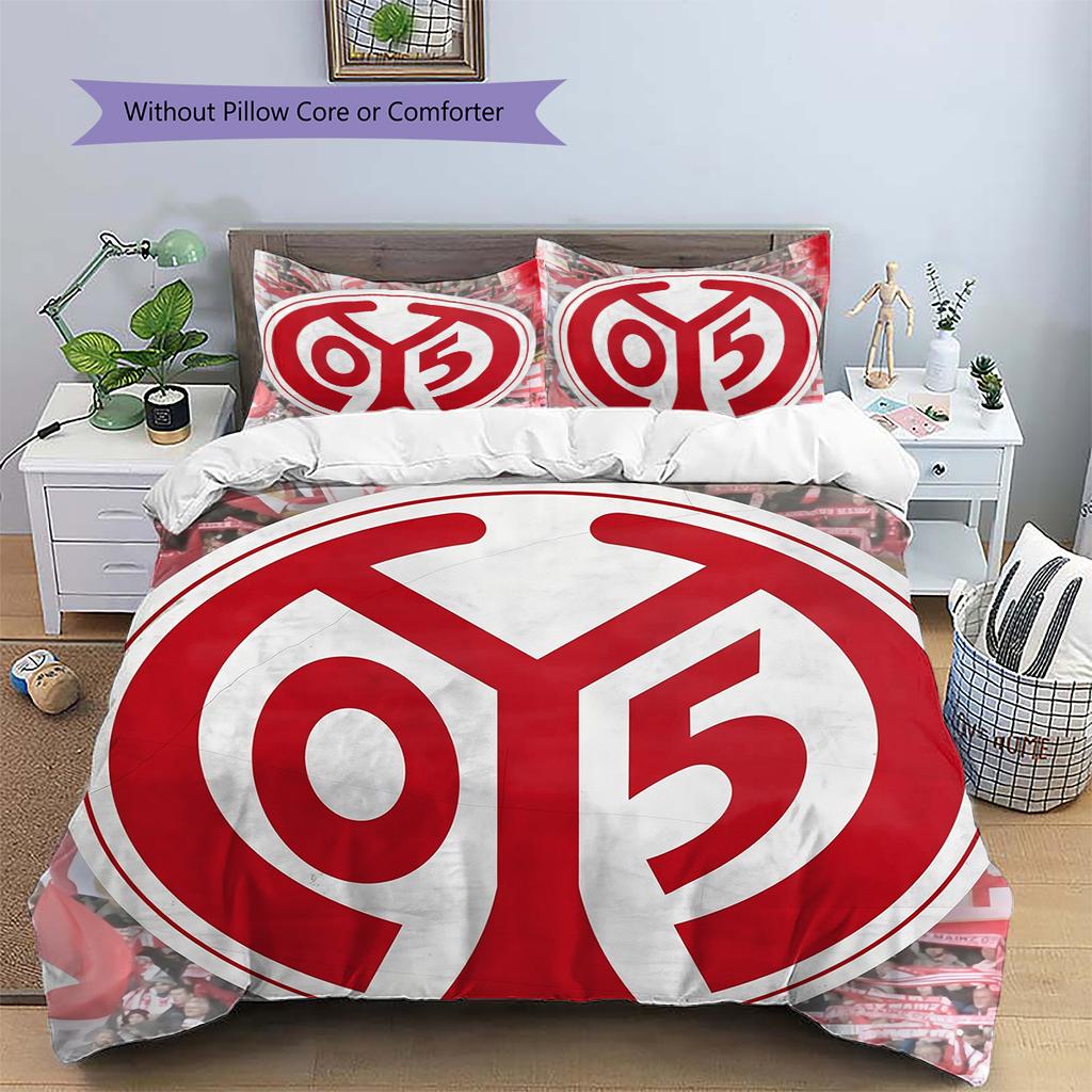 FSV Mainz 05 Μοτίβο Κλινοσκεπάσματα Διακόσμηση Σπιτιού Δώρο Γενεθλίων (1 * παπλωματοθήκη + 2 * μαξιλαροθήκη, χωρίς πυρήνα)
