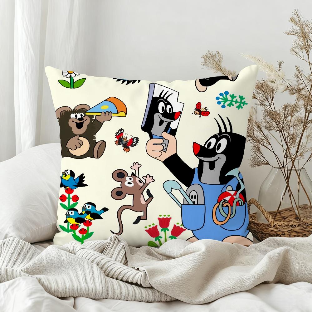 Cartoon The LLittle MMole Cute Pillow Case Bedroom Sofa Living Room Backrest Decoration Square Cushion Nap Time