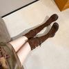 Returned Female Love Beans Over the Knee Boots Children's Long Boots Autumn and Winter Thick-soled Maillard Long Boots High Boots Brown Knight Boots