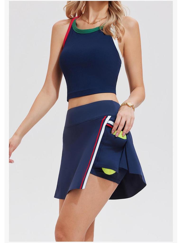 Women's Quick-Dry High-Waisted Tennis Skirt - Slim Fit, Anti-Exposure, Fake Two-Piece Design, Ideal for Summer Running & Fitness