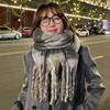 Chic Design Plaid Mohair Scarf Women Korean Version Streetstyle Imitation Cashmere Muffler Female Warm Soft Thick Shawl Ladies