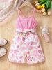 Girls' Little Doll Love Bear One-Piece Pants for Little Girls - Summer Style - Back Crossed Shoulder Straps - Tight Waist Design - One-Piece Pants