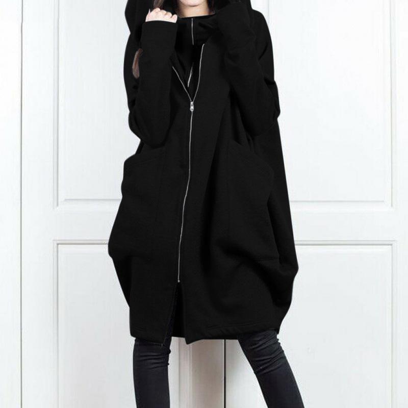 Women's 2024 Fast-Selling Zipper Hooded Pocket Sweatshirt, Mid-Length Two-Piece Loose Jacket