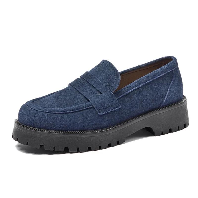 BRANGDY Chaussures de Printemps Femme Style Britannique Semelles Épaisses Style Collège Mocassins Décontractés Cuir Véritable Chaussures de Mode Filles VENTE EN GROS MTO