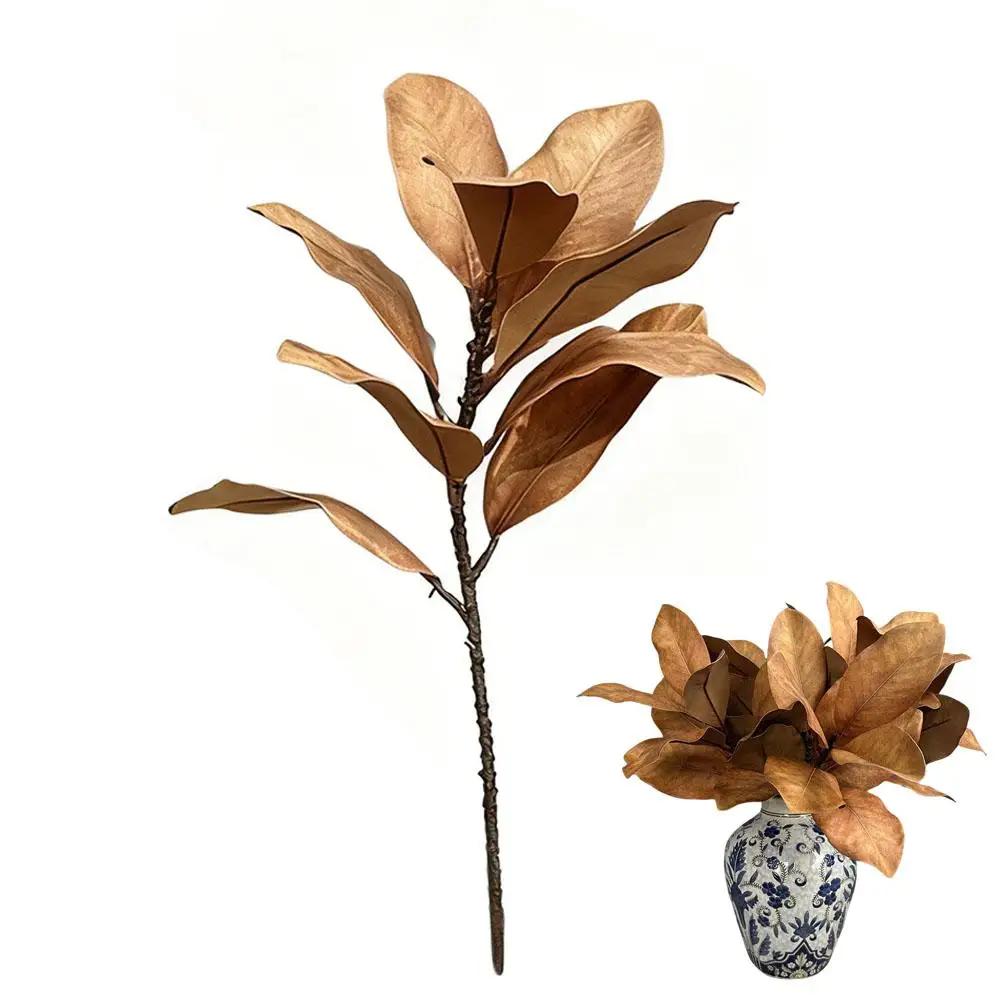 Große künstliche Magnolienpflanze Gummiblätter Zweige Magnolienblatt Künstlicher Baum Simuliert Handgefertigt Grüner Ast Magnolie J0X4