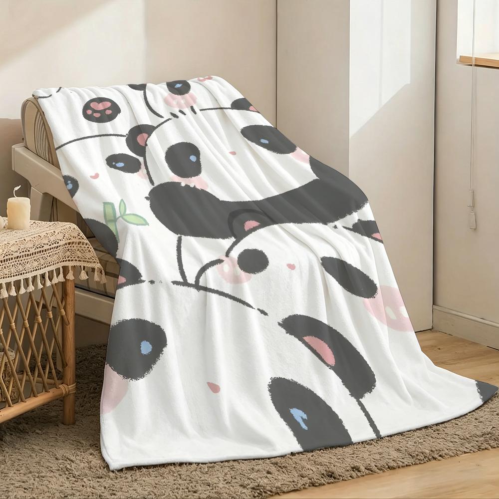 Giant Panda Throw Lightweight 240G Flannel Blanket Soft Skin-Friendly For Summer Cooling
