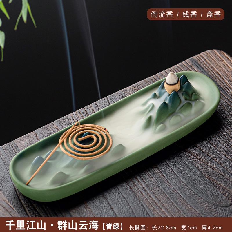 Creative Thousand Miles Landscape Incense Burner Ceramic Downward Flowing Smoke Ox Design for Home Tea Ceremony Decor Gift