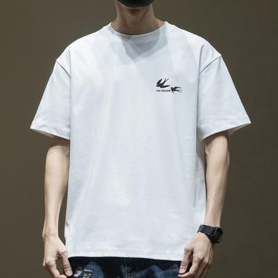 Heavy Duty Short Sleeved Men's T-shirt Made of Pure Cotton Popular New Trend Loose Half Sleeved Men's Fashion Brand Men's Clothing