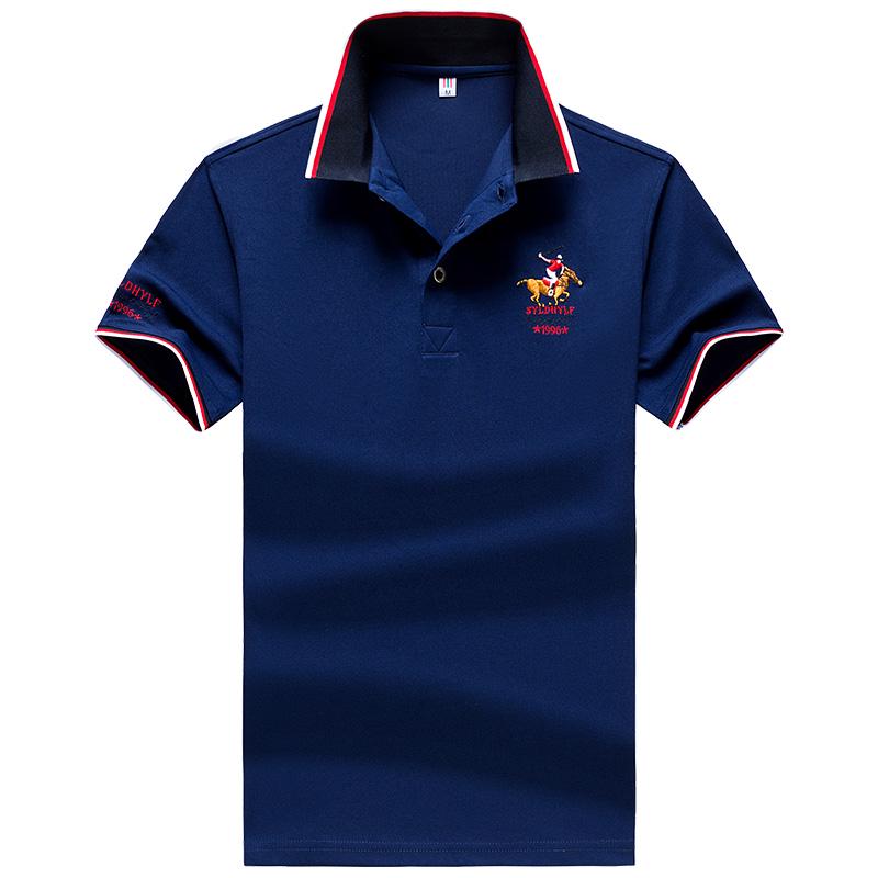 Embroidered Polo Shirt Casual Stand Collar Cotton Short Sleeve Male T -Shirts Breathable Fitness For Men Polos Shirt