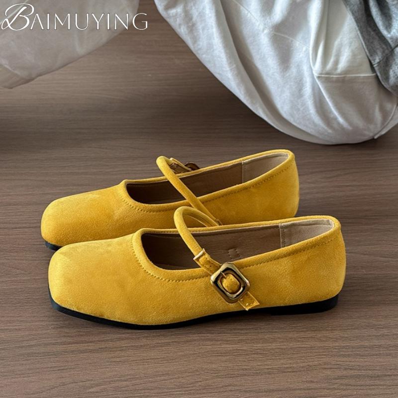 Square Toe Marie Janes Shoes Women Flat Sandals Casual Shoes Woman 2025 Trend Dress Summer Loafers Comfort Soft Leather Zapatos