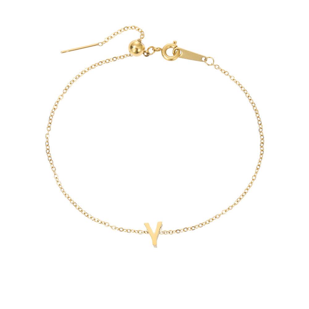 Gold-Plated Titanium Steel DIY Name Bracelet for Women – Versatile, Elegant Gift Jewelry