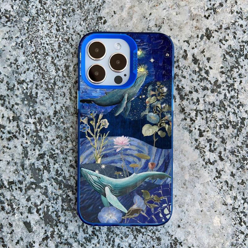 Space Ocean Whale Shark Phone Case For IPhone 16 15 14 Pro Max 13 11 12 Pro Max Mini 16 15 14 Plus Shockproof Laser Cover Fundas